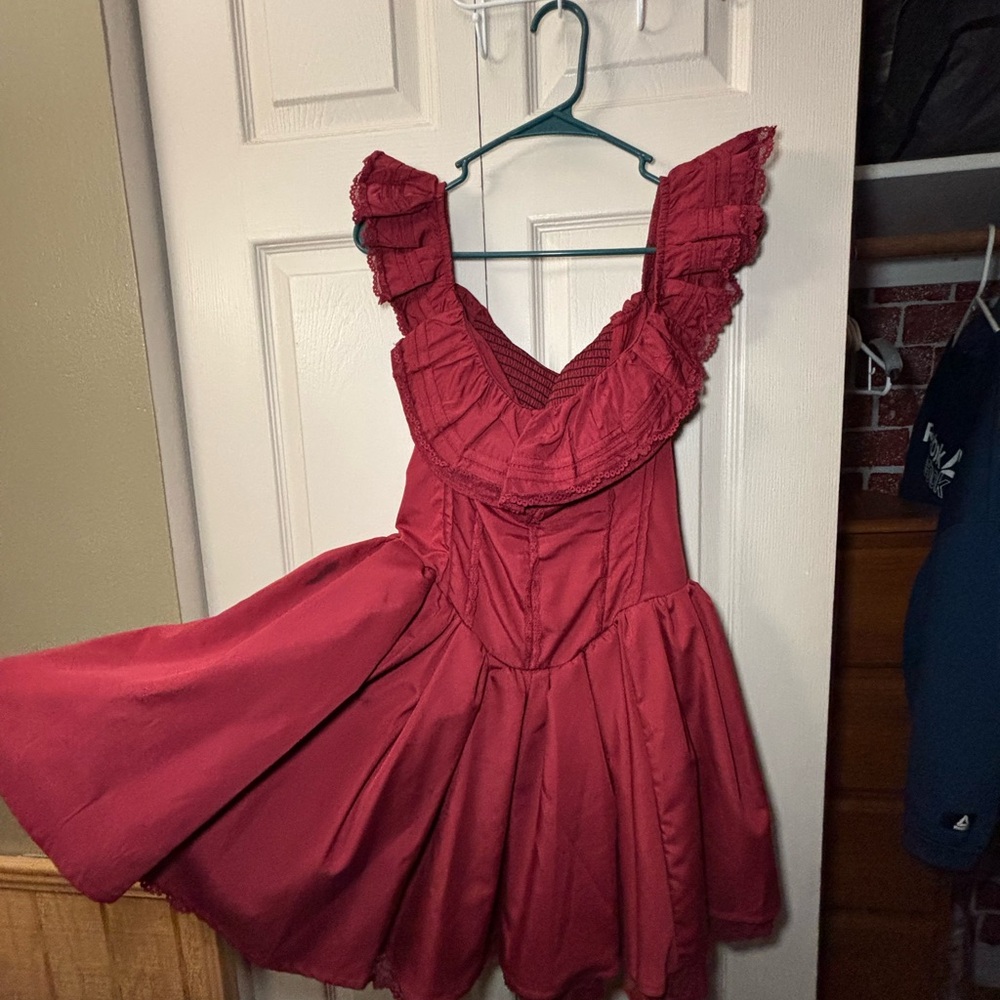 SHEIN Red Ruffled Mini Dress